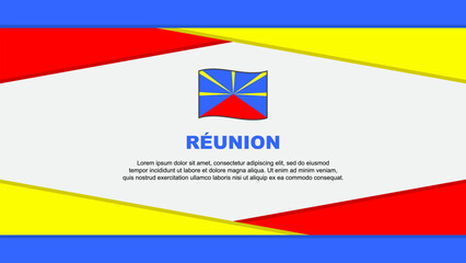 Reunion Flag Abstract Background Design Template. Reunion Independence Day Banner Cartoon Vector Illustration. Vector