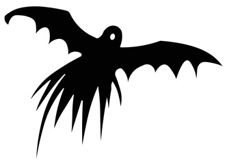 Bat monster silhouette design in black as halloween illustration in black, spooky vector with...