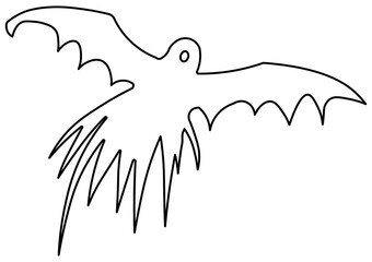 Bat monster silhouette design in outlines as halloween illustration in outlines, spooky vector with...