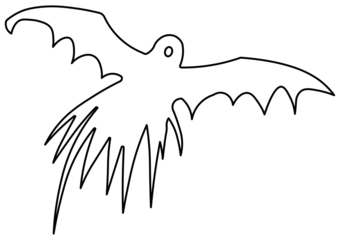 Bat monster silhouette design in outlines as halloween illustration in outlines, spooky vector with transparent background, dark illustration for halloween