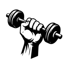 Gym Hand and Barbell Background Black and White SVG Vector File for Laser Cutting Generative Ai