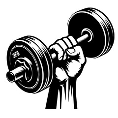 Gym Hand and Barbell Background Black and White SVG Vector File for Laser Cutting Generative Ai