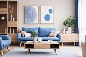 Nordic Blue Door Minimalist Design: Modern Living Rooms with Blue Accents