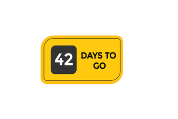 42 days to go countdown to go one time,  background template 42 days to go, countdown sticker left banner business,sale, label button,