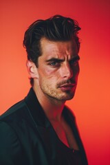 Obraz premium Serious Man With Intense Expression. Generative AI