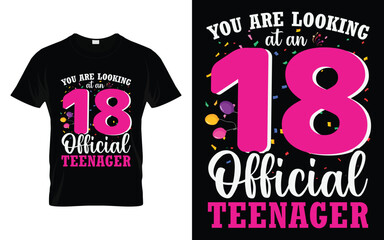 Official Teenager 18th Birthday Gifts You are Looking at an Official 18 Years Old Teenager T-shirt