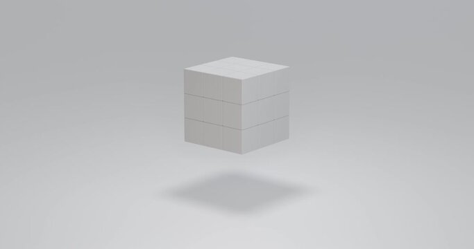 3D loop animation of cube. assemble random moving.