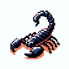 Obraz premium Pixel art of a scorpion with a white background, in the style of early 90s video game console, cute 8 bit animal illustration