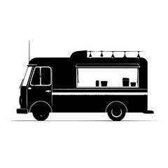 Food Truck Background Black and White SVG Vector File for Laser Cutting Generative Ai