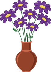 Vector bouquet of daisies in a vase. Illustration in flat style.