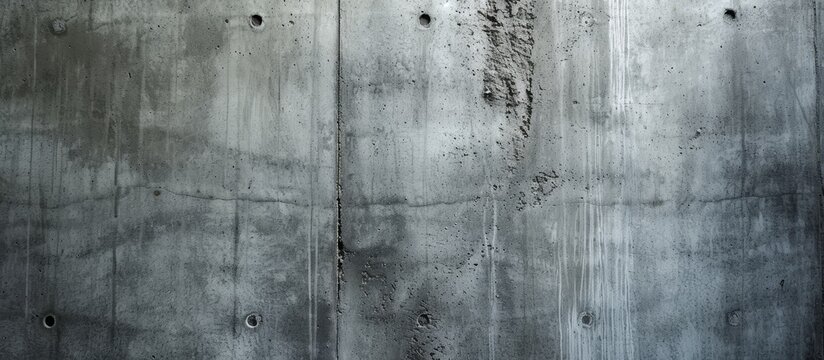 A close up of a grey concrete wall with holes, creating a pattern of tints and shades. The monochrome photography emphasizes the texture and depth of the wall