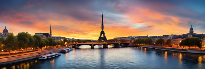 Fototapeta na wymiar Eiffel Tower Above the Lights: A Mesmerizing Night View of Paris, France.