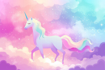 Obraz na płótnie Canvas Rainbow Unicorn. Background with selective focus and copy space