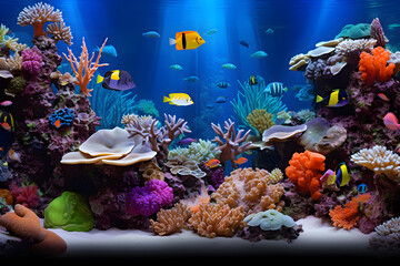 Undersea Ecosystem: An Exquisite Display of Aquatic Life in a Vibrantly-Curated Fish Tank