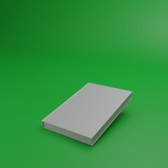 blank white book is on a green background, for your mockup design with light shadow.