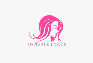 Woman face Vector logo Design. Beauty Model illustration, Girl silhouette for Branding, Business of cosmetics, beauty, salon, health, spa, fashion, Boutique, hairstyle, facial, yoga, hair treatment