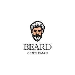 Bearded old man bust logo,Barber shop vintage design logo template
