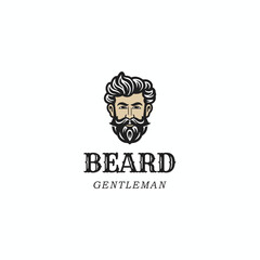 Bearded old man bust logo,Barber shop vintage design logo template
