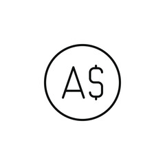 Australian dollar line icon isolated on transparent background