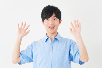 驚く男性　白背景
