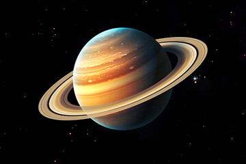 Naklejka premium Saturn in sppace, picture of saturn in space, planet with rings, ringged planet
