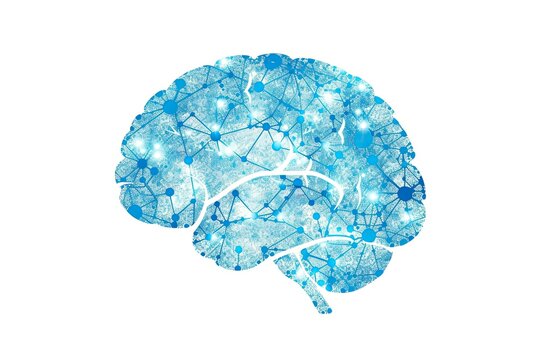 blue brain image shining wallpaper with network illustration vector 