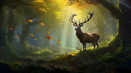 Enthralling depiction of woodland life: A captivating blend of stealth, majesty, and playful innocence