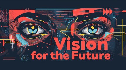 Futuristic dual eyes in a colorful montage, titled 'Vision for the Future'.