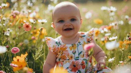 A colorful and playful romper featuring a mix of large and small floral patterns. Perfect for a day of exploring a charming countryside town surrounded by rolling hills and