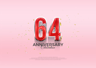 64th anniversary celebration, vector 3d design with luxury and shiny gold. Premium vector background for greeting and celebration.