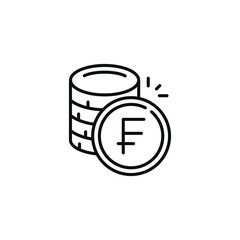 Swiss franc line icon isolated on transparent background