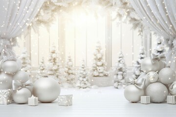 Elegant Christmas background with white and. Generative ai