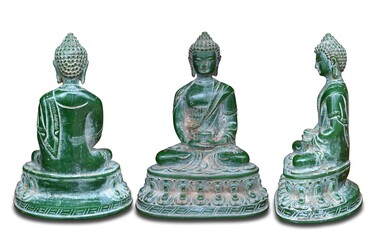 jade buddha statue isolated on white