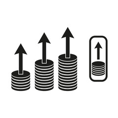 Icon concept of business success. Economic growth. Profit money rising. Vector illustration. EPS 10.