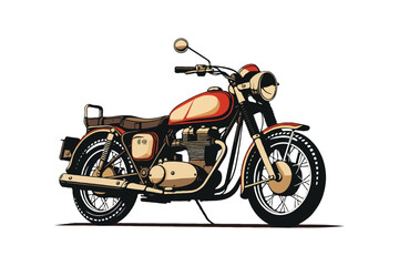 retro motorcycle illustration isolated on white background. flat style design - obrazy, fototapety, plakaty