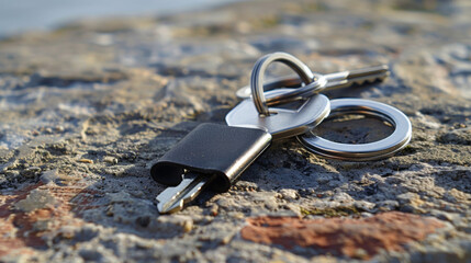 Upclose shot of the key finders keyring attachment with a metal clip and a flexible loop.