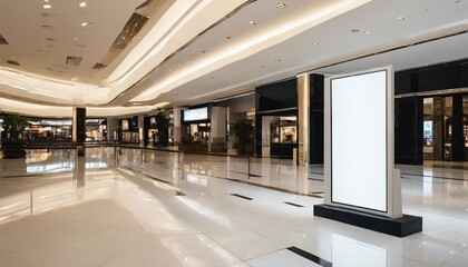 Blank large advertisement board in business center mall, ideal for sales and offers mockup with ample copy space