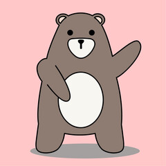 Cute cartoon brown bear in flat vector