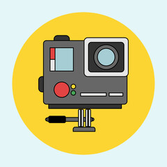 Camera photo icon vector or action cam digital flat and line outline art symbol modern design