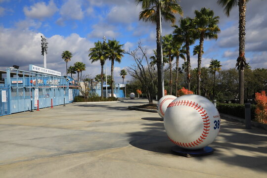 Dodger Stadium - home of the Los Angeles Dodgers professional Baseball team. The facility was built in 1962. Los Angeles, California, USA - February 2