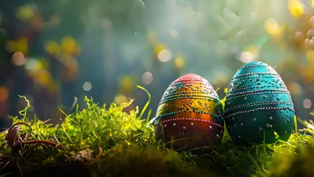 Easter Eggs in the forest background