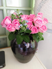 flowers in vase on the table