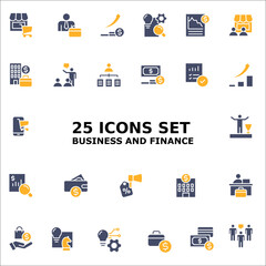 25 DUAL TONE ICON SET, BUSINESS AND FINANCE