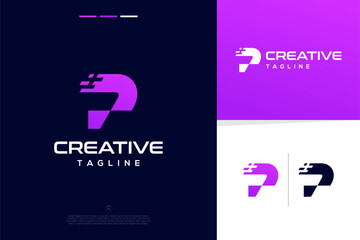 Abstract alphabet modern futuristic letter p design concept for branding logo design inspirations
