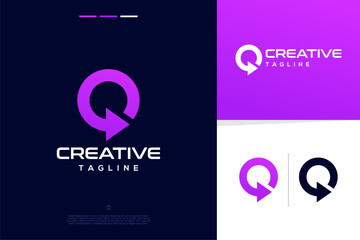 Modern futuristic letter O arrow design concept for branding logo design inspirations