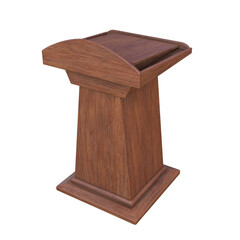 wooden lectern isolated on white