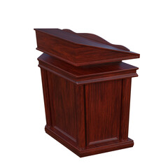 wooden lectern isolated on white