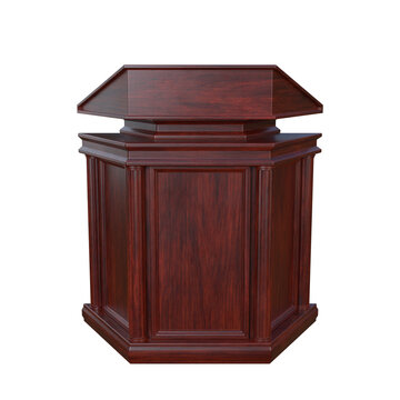 wooden lectern isolated on white