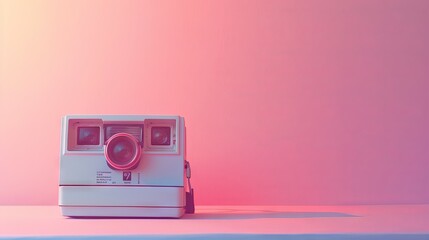 Instant Camera  vintage style on simple background