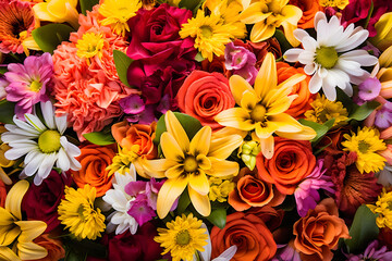 Vibrant Flower Bouquet Arrangement - High-Quality Stock Image Showcasing Breathtaking Floral Beauty - obrazy, fototapety, plakaty
